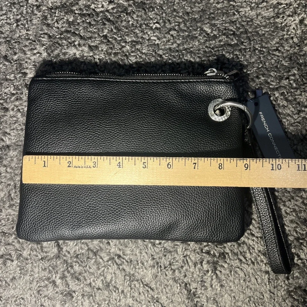 French Connection Lara Pebble Double Slim Pouches-Black-New with Tags-$48 Retail